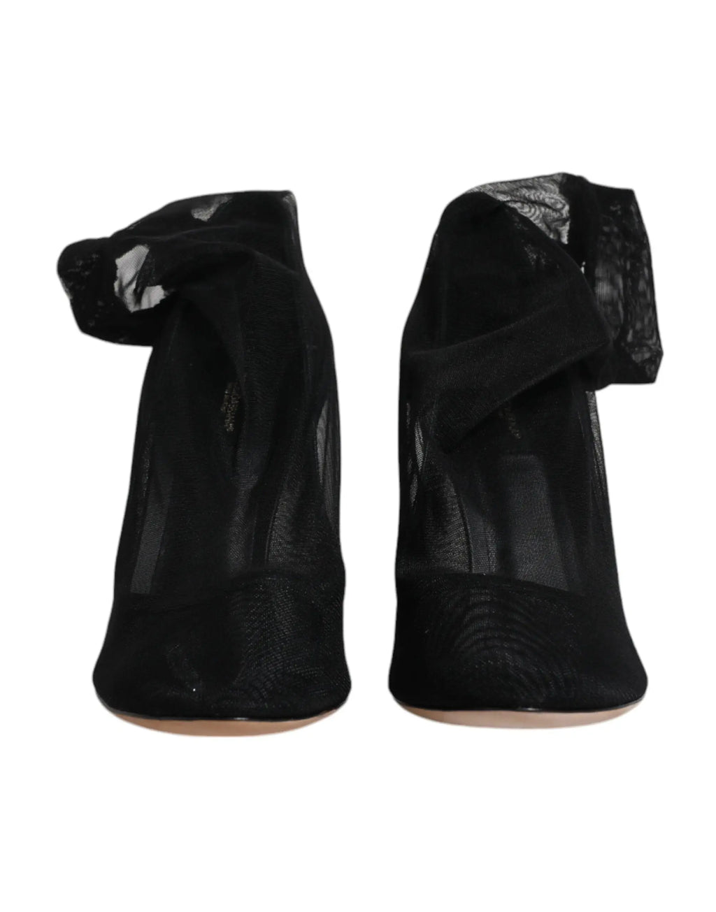 Bottes dolce & gabbana noires en maille nylon avec talons hauts lacets et finition veloutée transparente