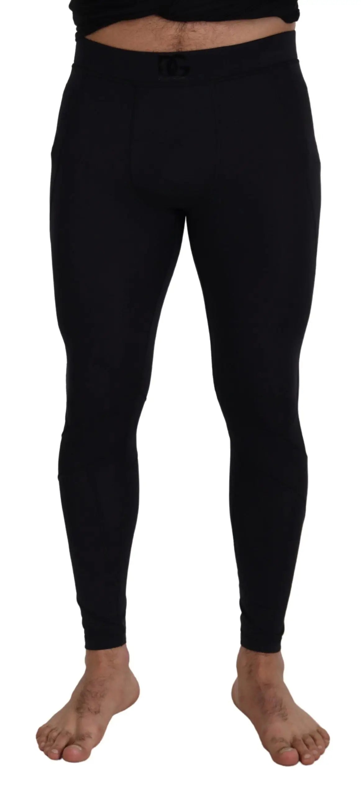 Leggings noirs ajustés dolce & gabbana en nylon extensible slim fit pour un confort et style optimal