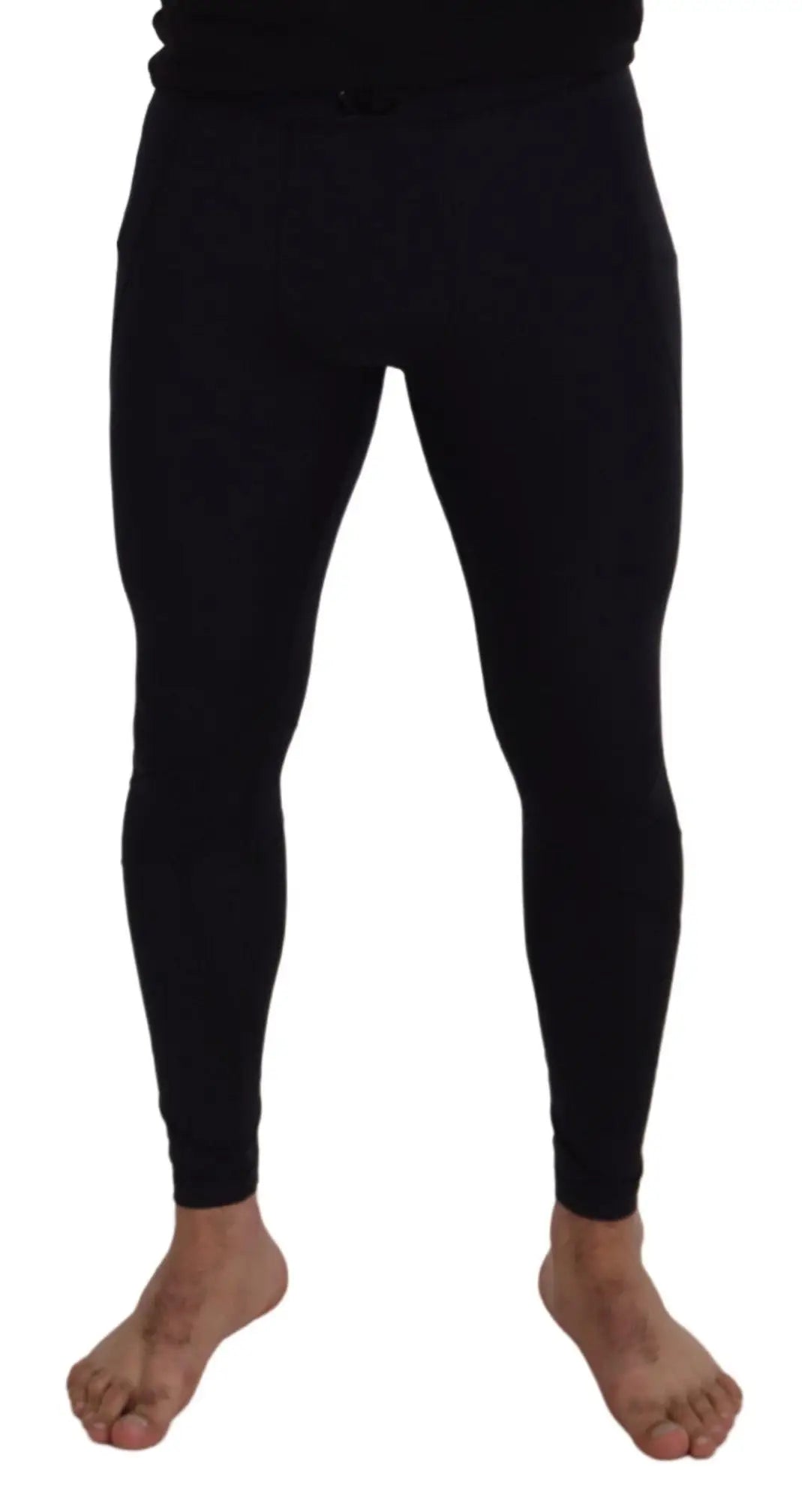 Dolce & Gabbana noir pantalon slim en nylon stretch avec taille élastique et coupe ajustée