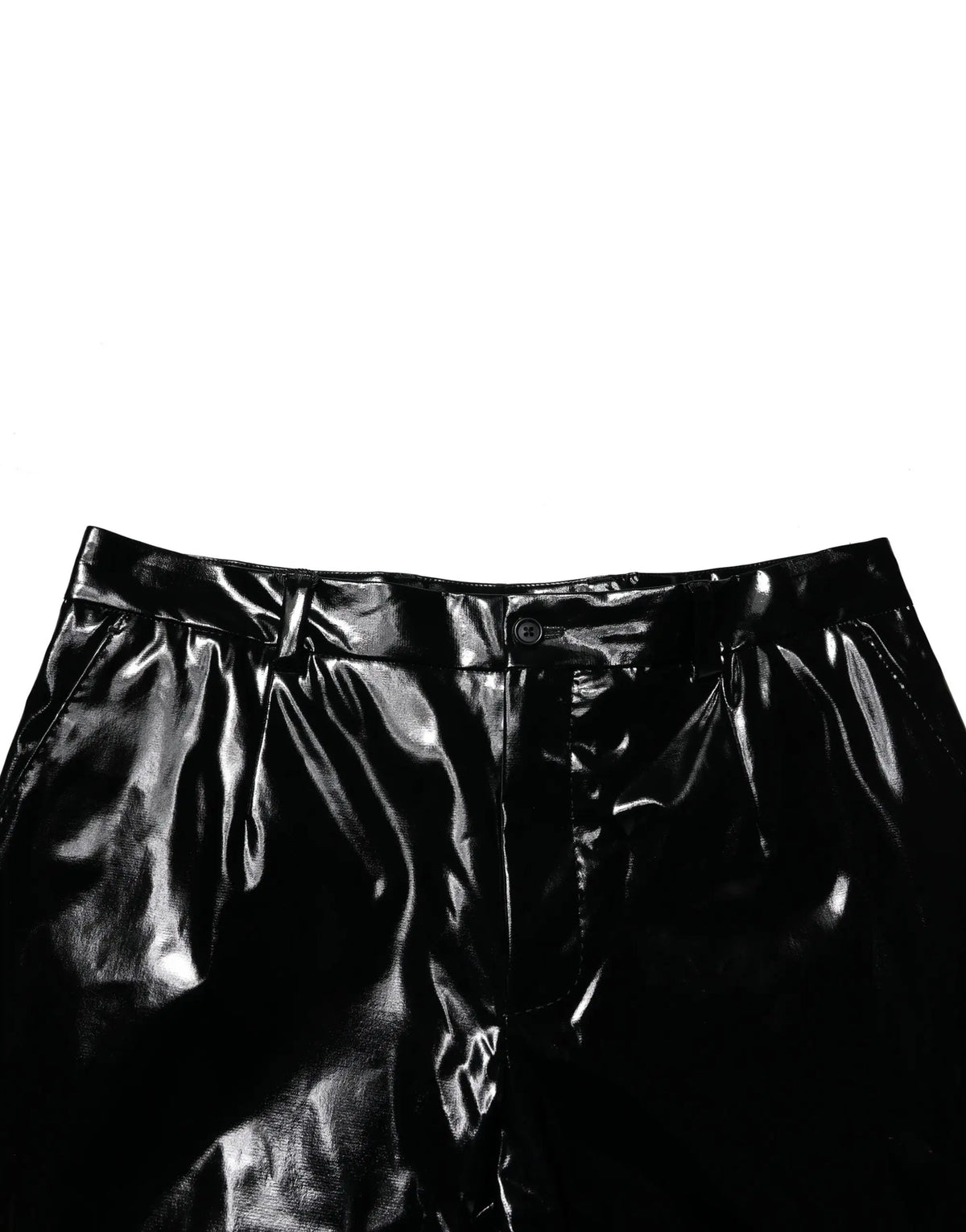 Pantalon droit pour homme dolce gabbana en nylon noir avec finition brillante en cuir verni et taille élastiquée
