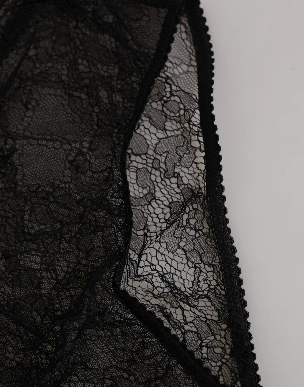 Dolce & Gabbana culotte taille haute noire en nylon extensible avec dentelle noire et motifs floraux en mesh transparent