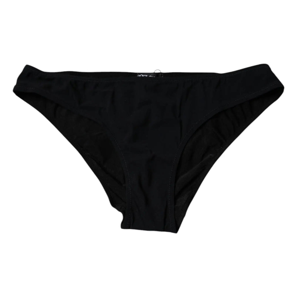 Bas noir minimaliste dolce & gabbana en nylon stretch avec finition lisse et taille mi-basse vue de dos