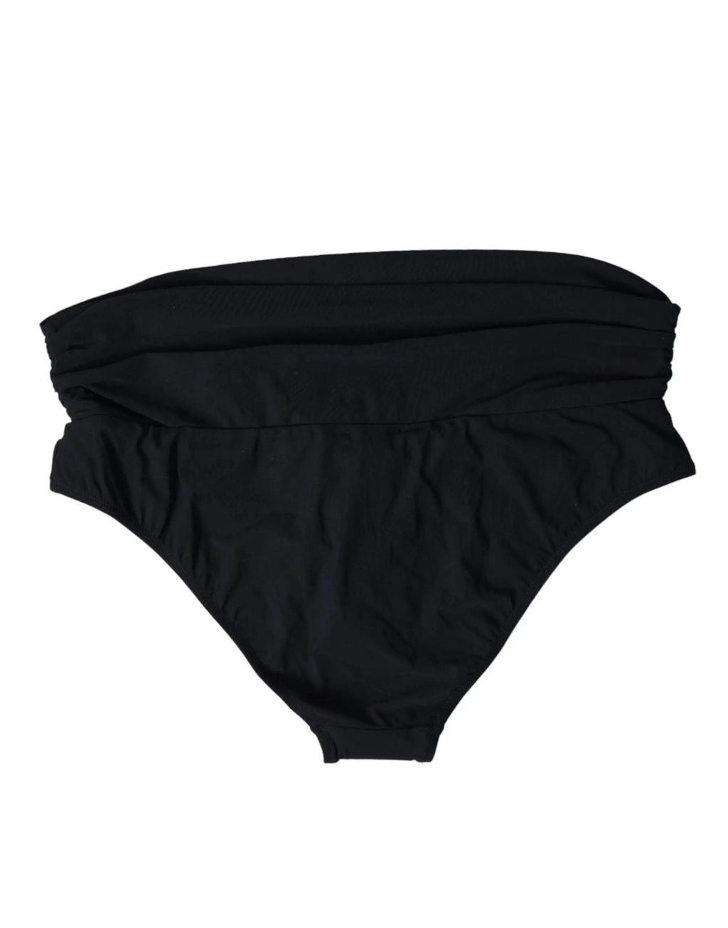 Dolce & Gabbana slip de bikini noir en nylon stretch taille haute avec ceinture élastiquée froncée visible de dos