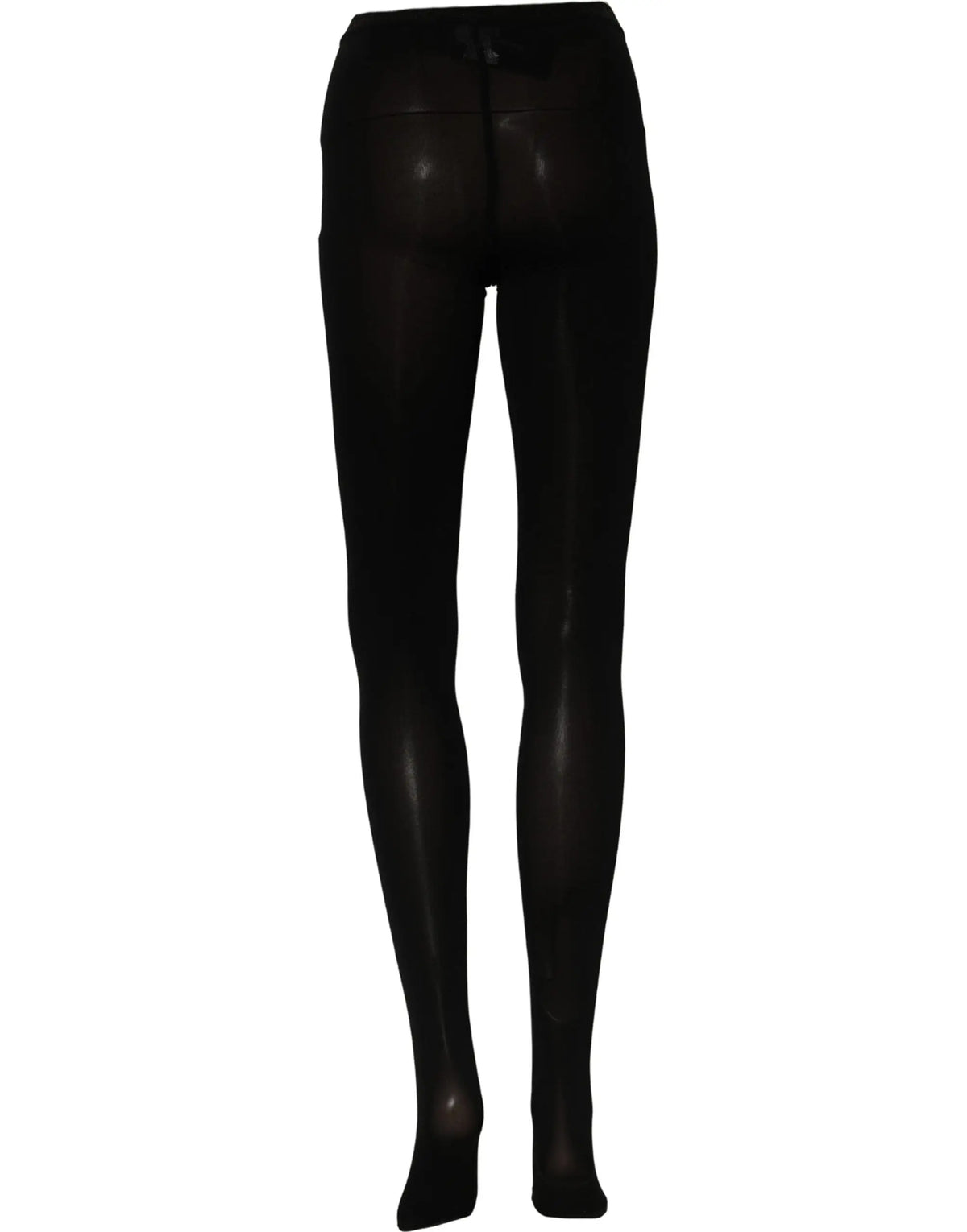 Dolce & gabbana noir collants en nylon brillants avec matière lisse et finitions coutures subtiles au dos
