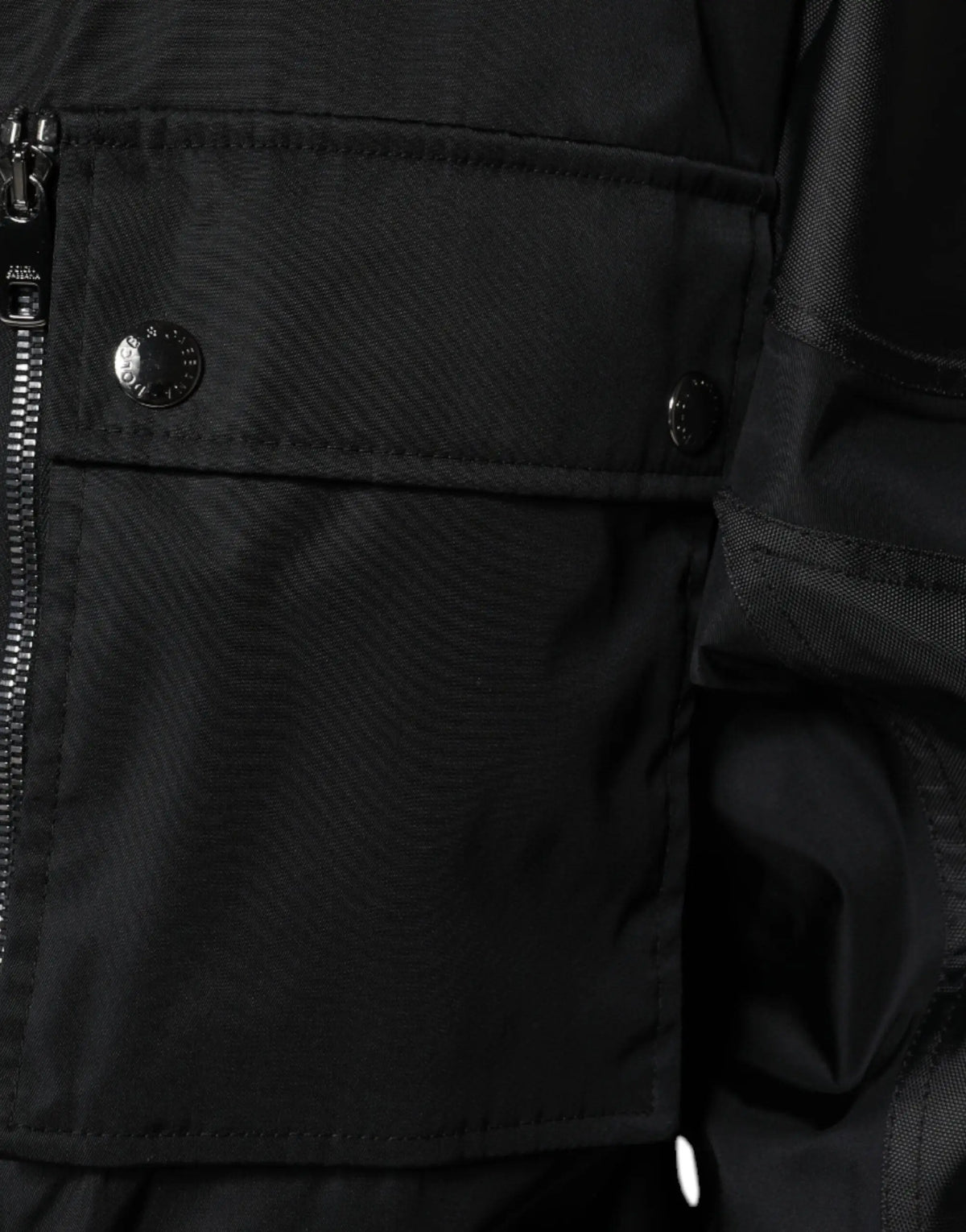 Parka dante & gabbana homme en nylon noir avec veste matelassée et boutons en métal argenté
