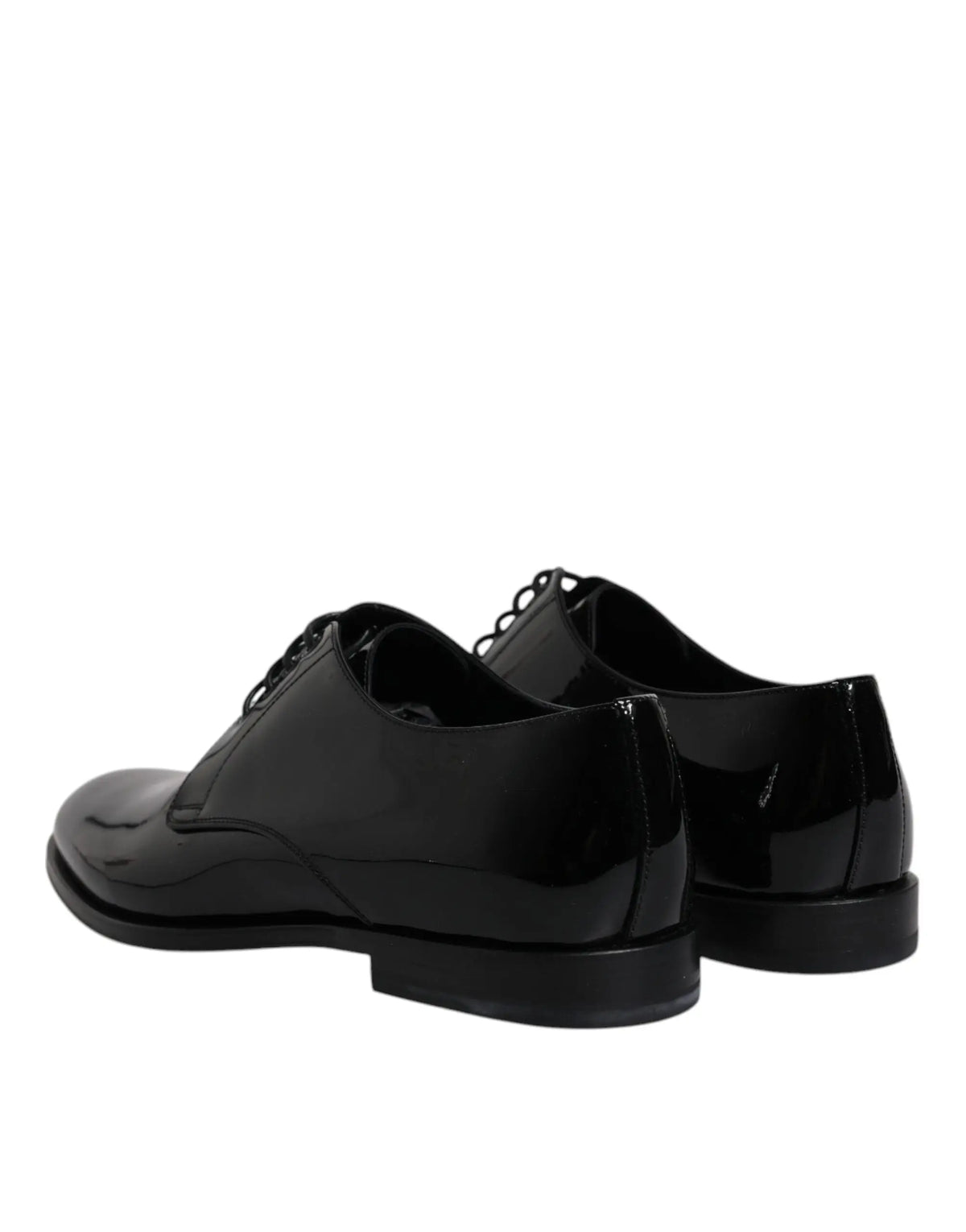 Dolce & gabbana derby noirs en cuir verni brillant avec design classique à lacets pour tenue formelle