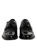 Dolce & gabbana derby en cuir verni noir avec finition brillante et lacets classiques pour tenue formelle