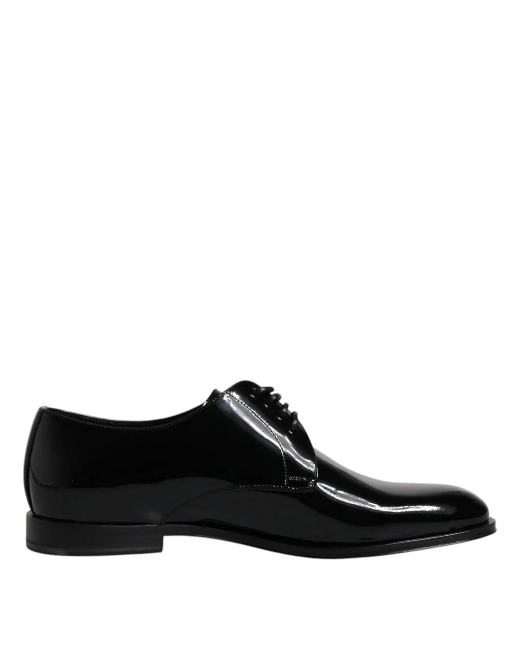 Dolce & gabbana derby noir en cuir verni avec finition brillante et design classique à lacets pour tenue formelle