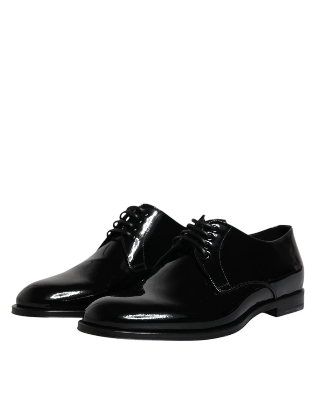 Dolce & gabbana chaussures derby formelles en cuir verni noir à lacets avec finition polie classique oxford