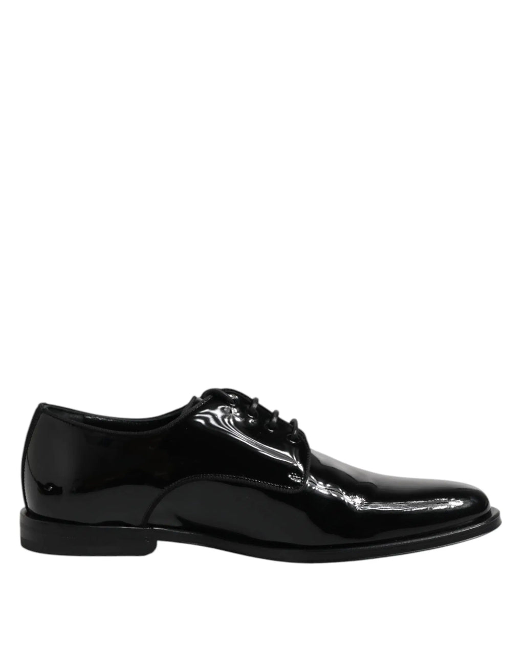 Chaussure derby noire en cuir verni dolce & gabbana avec lacets et finition brillante pour tenue formelle