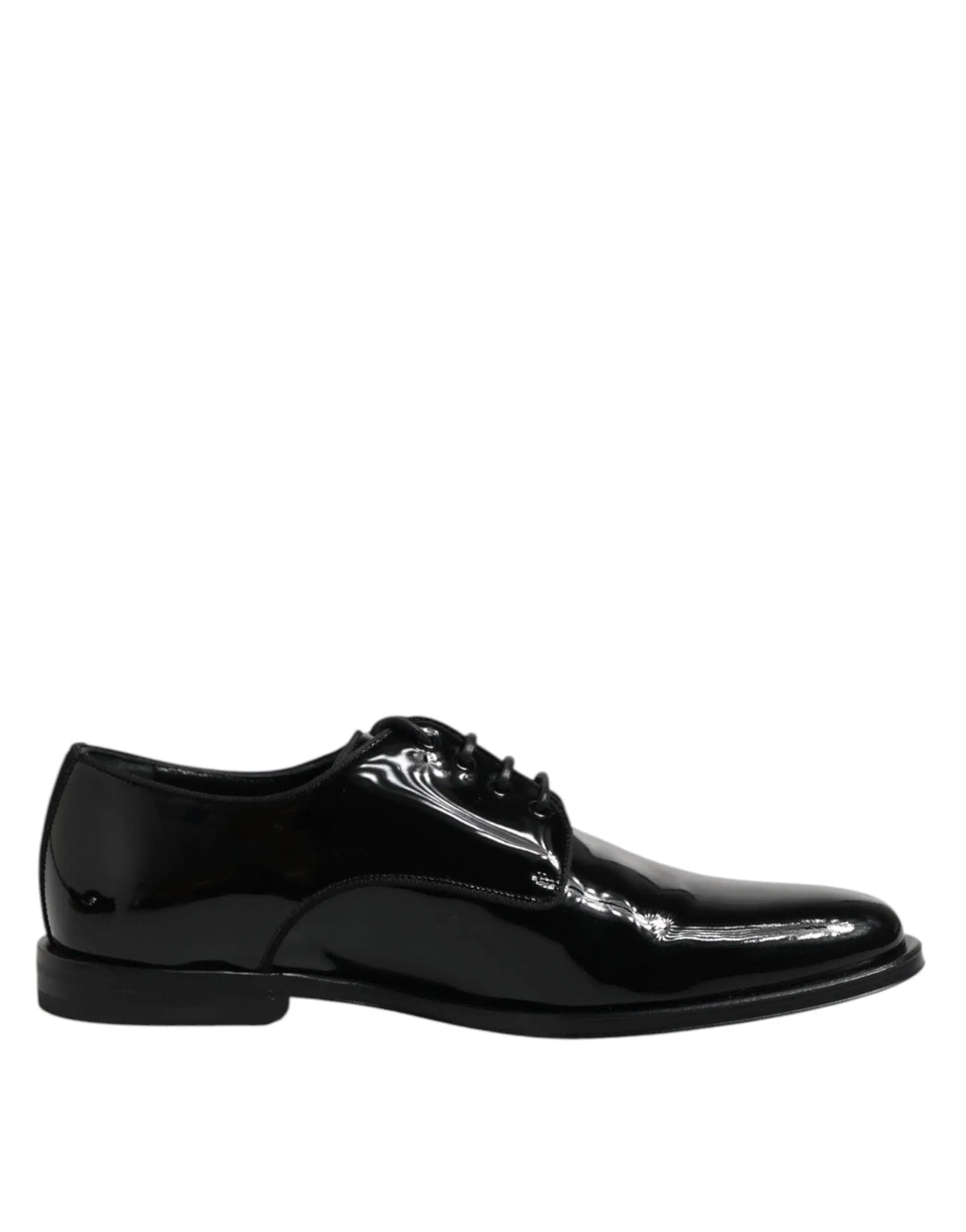 Chaussure derby noire en cuir verni dolce & gabbana avec lacets et finition brillante pour tenue formelle