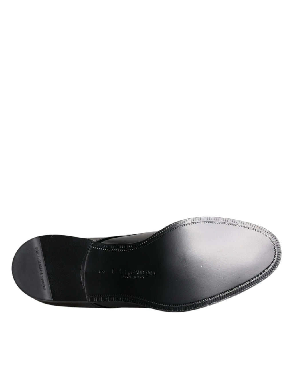 Dolce & gabbana chaussures derby formelles pour homme en cuir noir brillant avec finition polie et coutures le long de la semelle