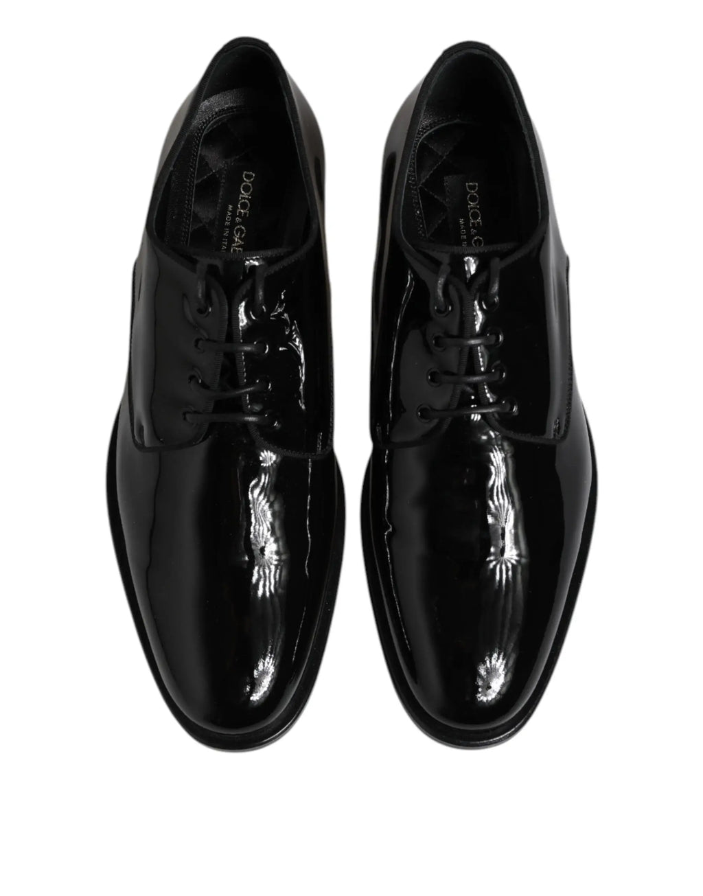 Dolce & gabbana chaussures derby homme noires en cuir verni à lacets pour tenue formelle