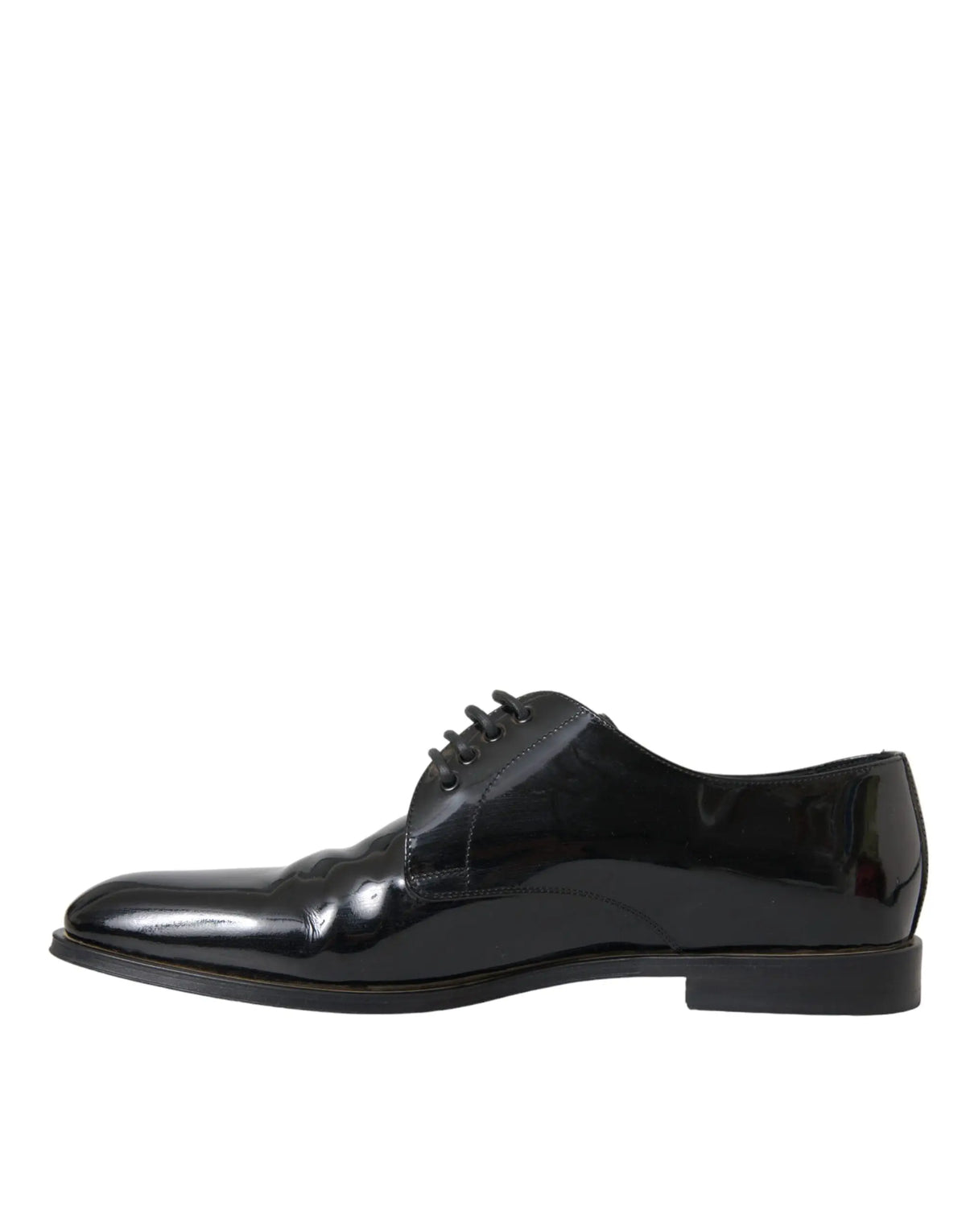 Dolce & gabbana derby formal dress shoes en cuir verni noir avec lacets et finition brillante classique