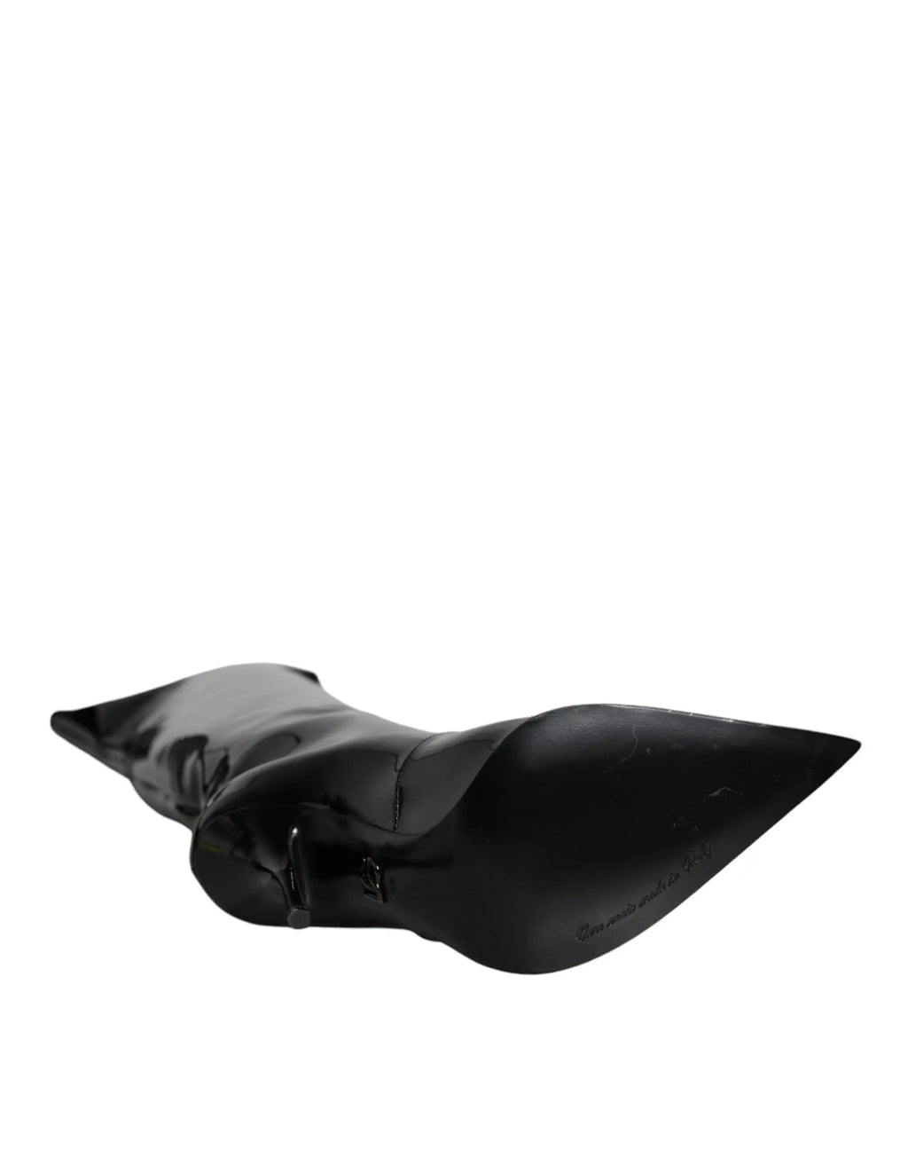 Bottes dolce & gabbana en cuir verni noir à talon bas avec bout pointu et hauteur cheville