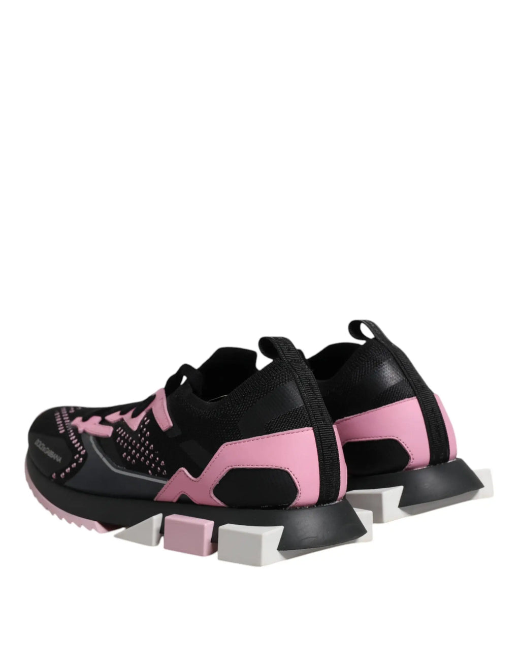 Dolce & gabbana sorrenTO sneakers sport stretch noires et roses avec semelle épaisse géométrique