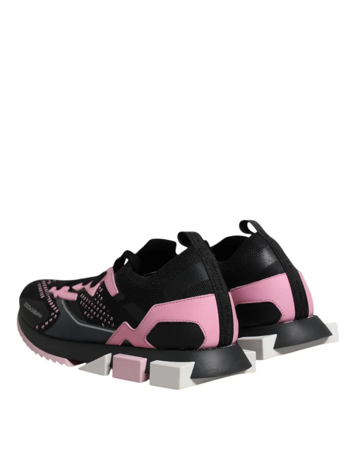 Dolce & gabbana sorrenTO sneakers sport stretch noires et roses avec semelle épaisse géométrique