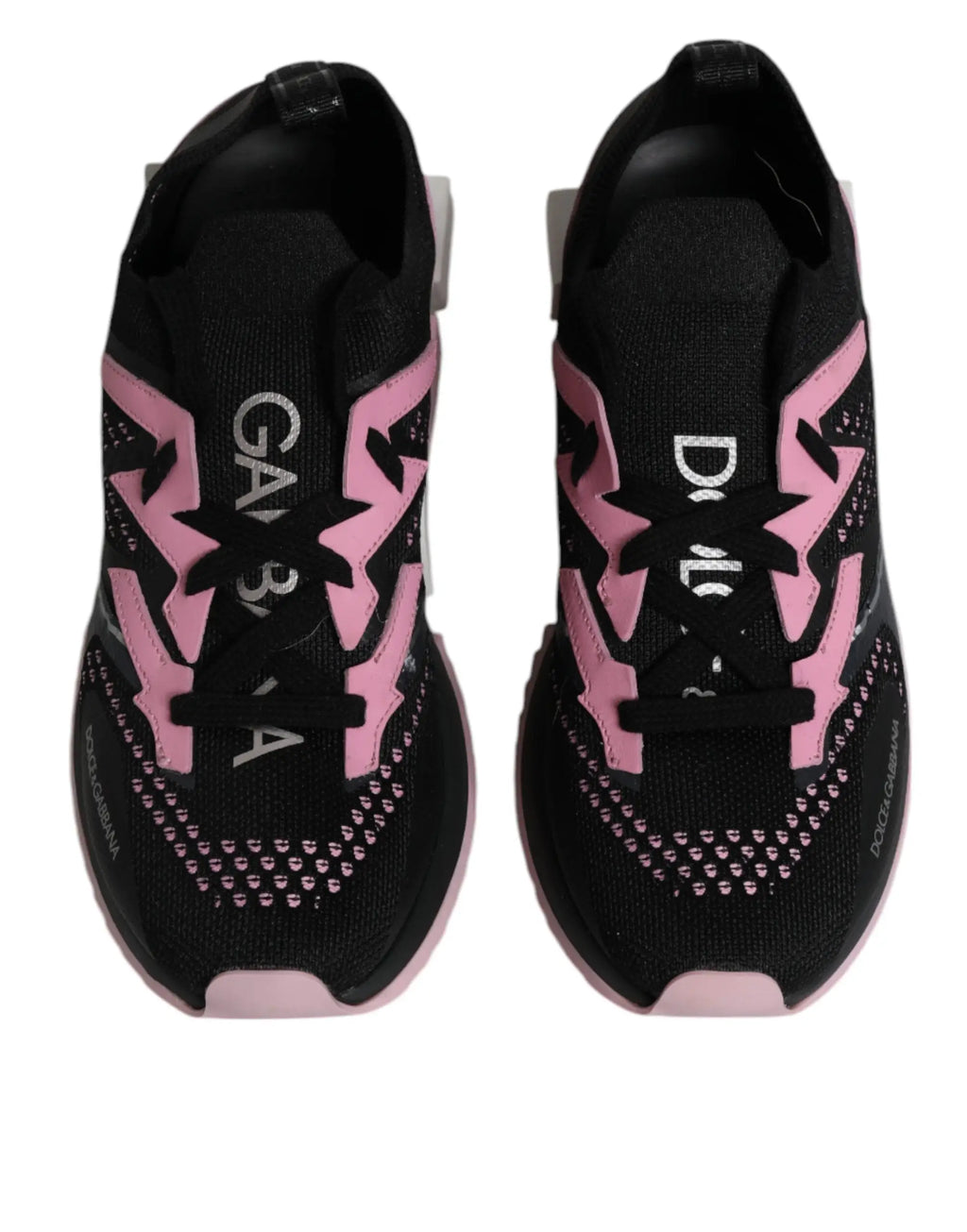 Baskets dolce & gabbana sorrento sport stretch noires et roses avec motifs zigzag audacieux et empeigne en mesh
