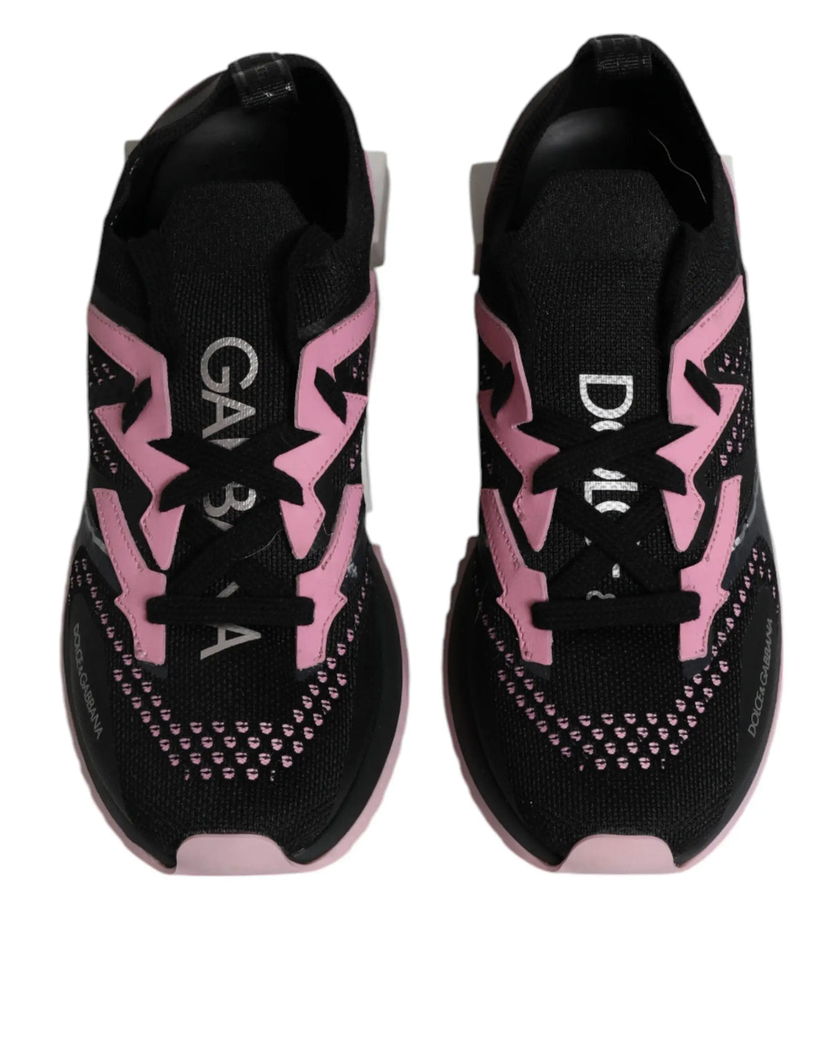 Baskets dolce & gabbana sorrento sport stretch noires et roses avec motifs zigzag audacieux et empeigne en mesh
