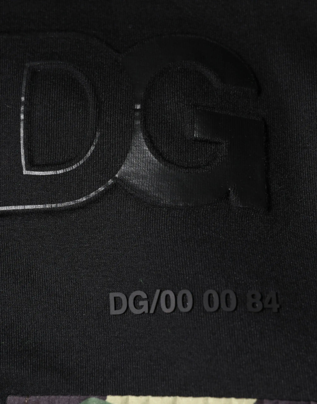 Dolce & gabbana black cotton sweatshirt with embroidered logo and model number dg 00 00 84 printed below