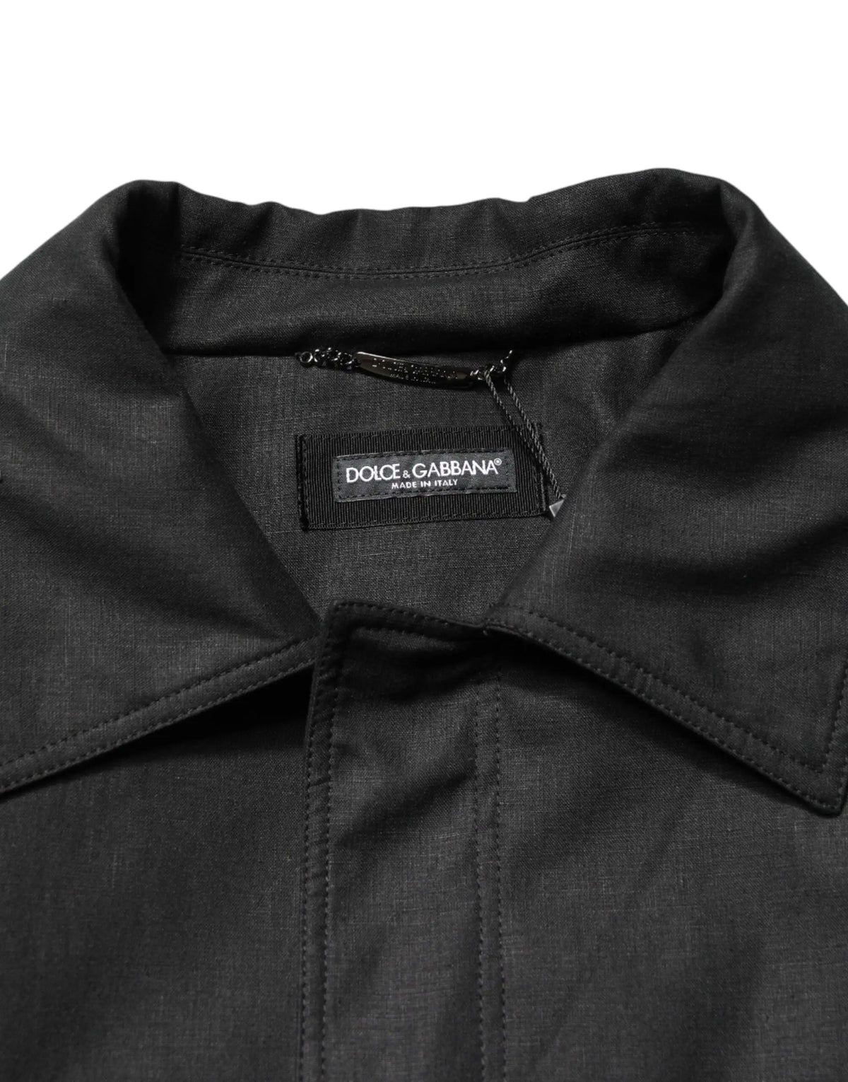 Dolce & gabbana trench coat noir avec col structuré élégant et texture fine du tissu