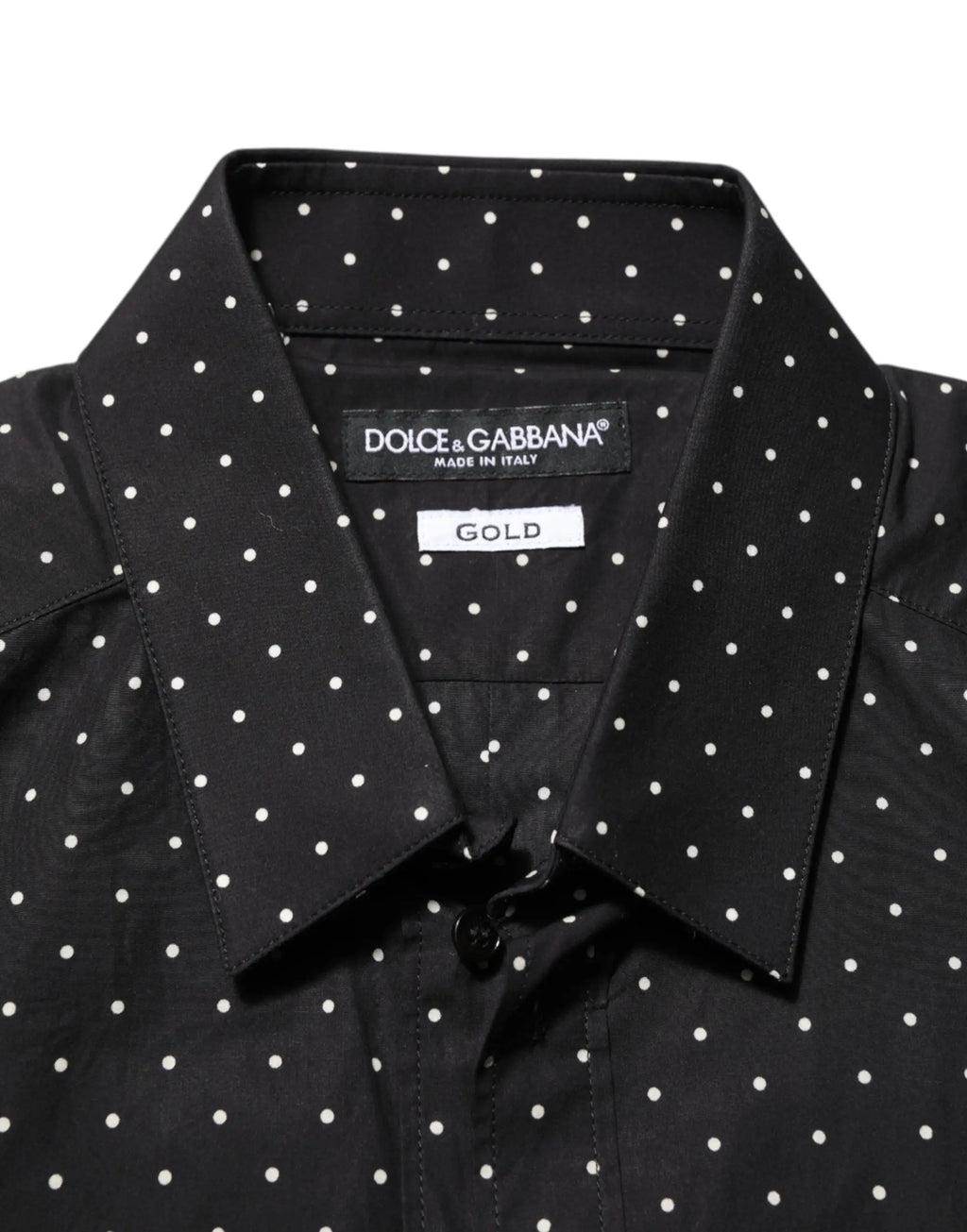 Chemise homme formelle dolce & gabbana noire à pois blancs en coton pour un look élégant gold