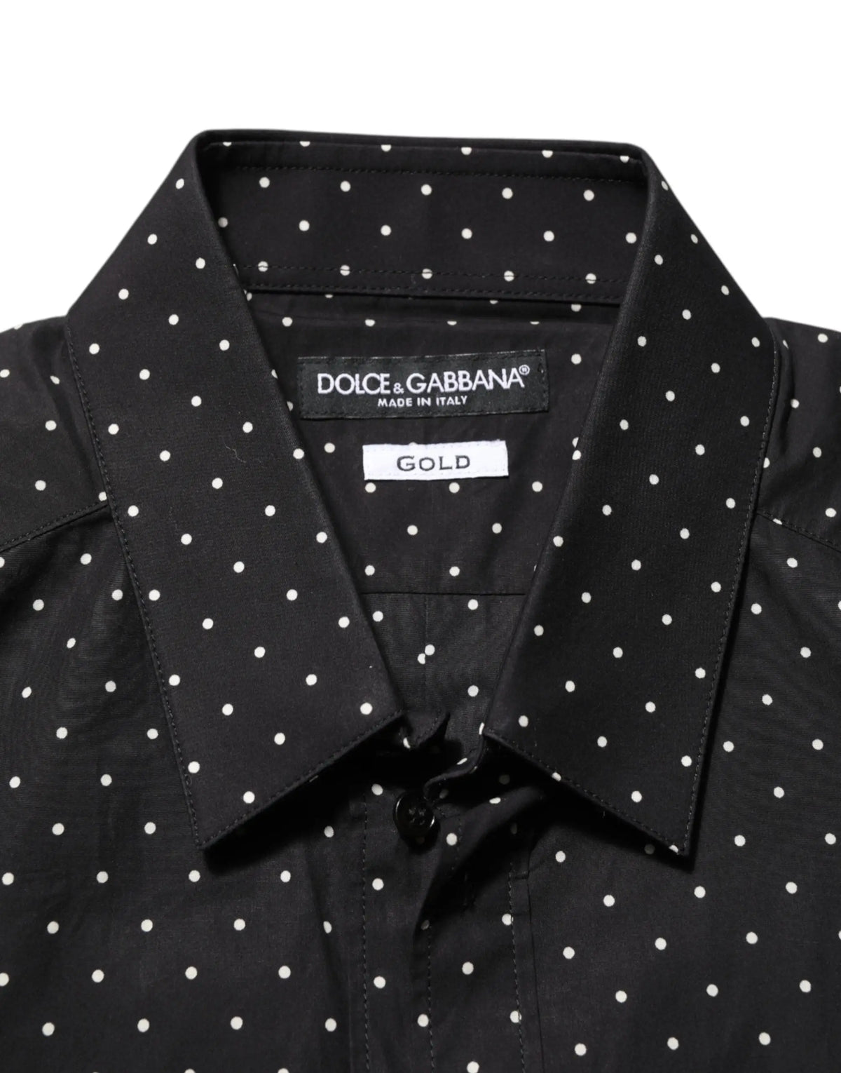 Chemise homme formelle dolce & gabbana noire à pois blancs en coton pour un look élégant gold