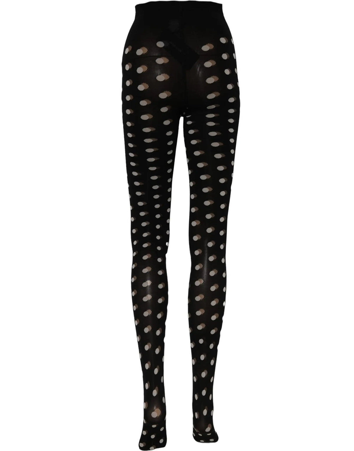 Noir collants résille dolce et gabbana à pois blancs en maille transparente