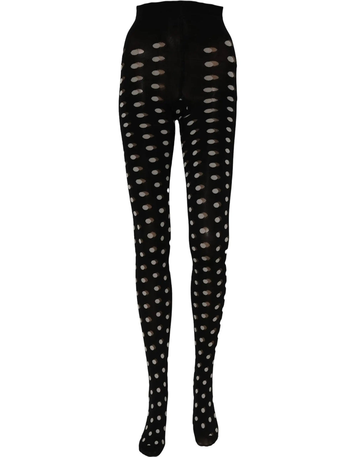 Dolce & gabbana collants noirs en résille à pois blancs vêtements avec motif à pois blancs
