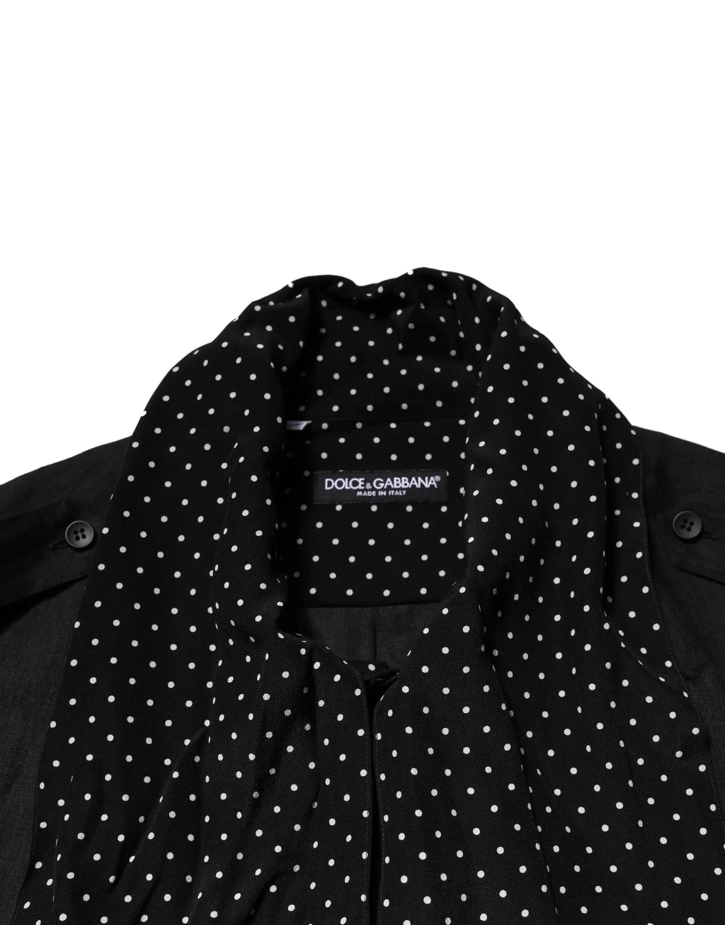 Manteau dolce & gabbana noir à pois blancs en lin et soie pour homme style décontracté