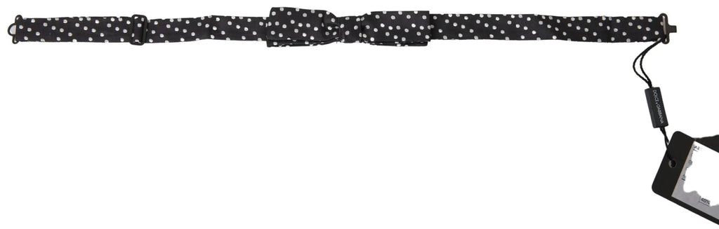 Dolce & gabbana black polka dot silk adjustable men neck papillon bow tie with classic knot design