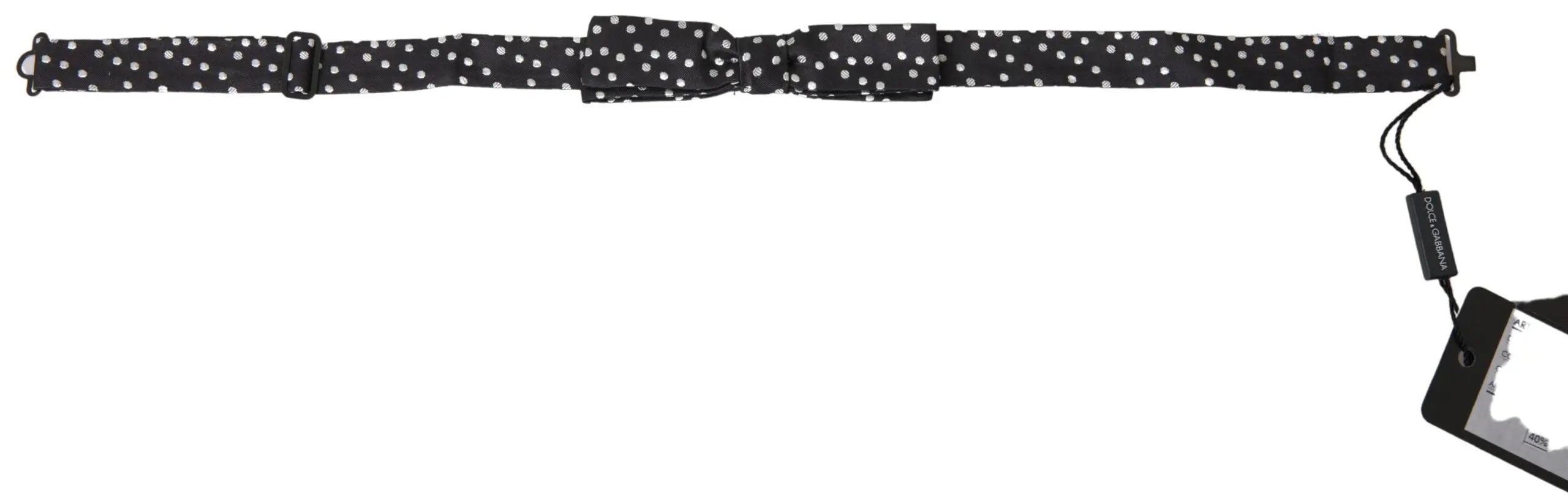 Dolce & gabbana black polka dot silk adjustable men neck papillon bow tie with classic knot design