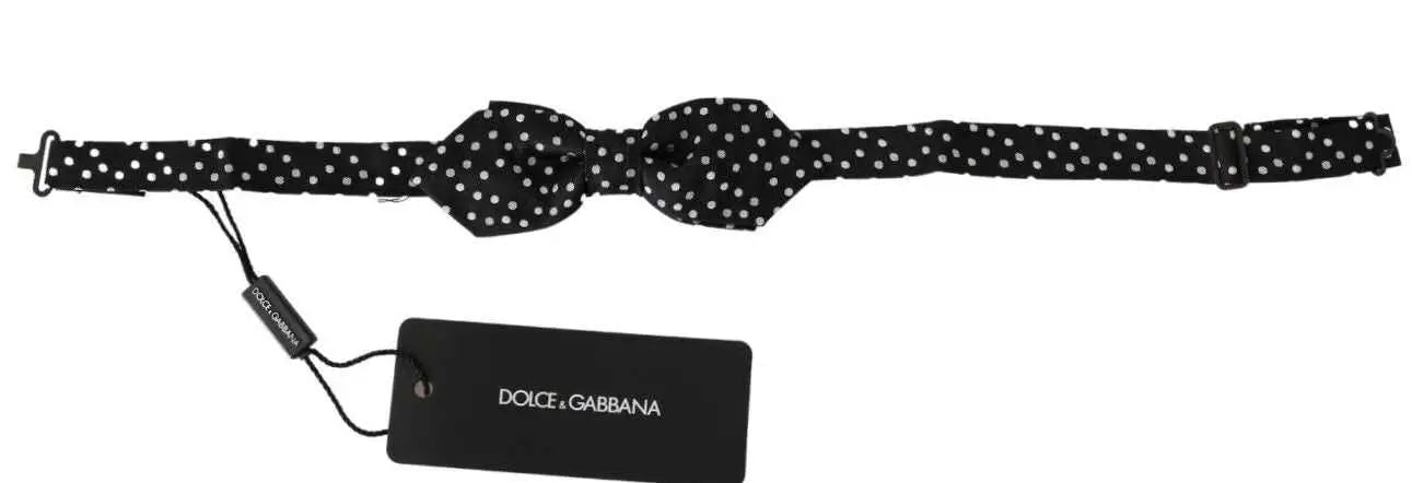 Noeud papillon dolce gabbana noir à pois blancs en soie 100% pour homme