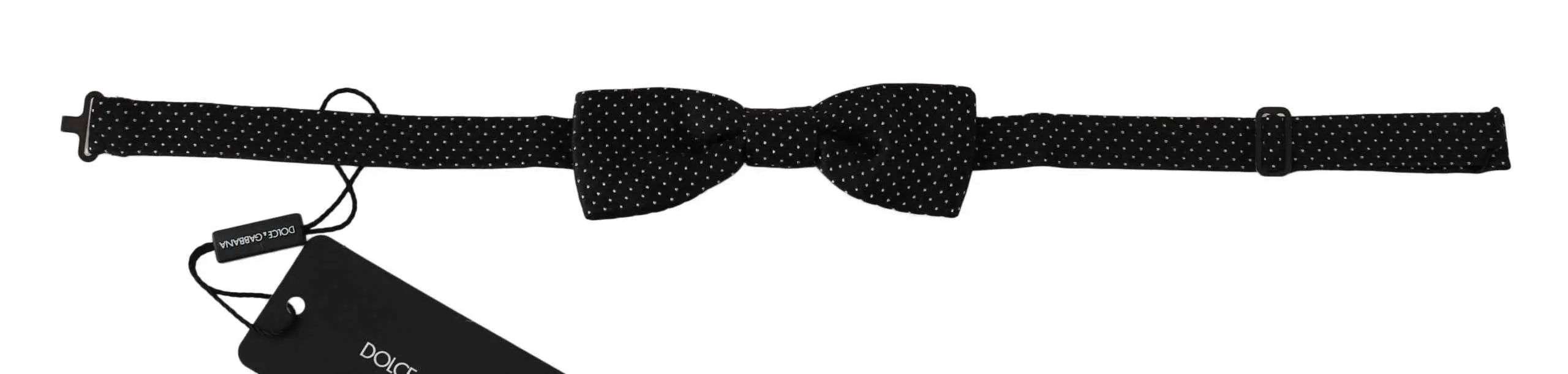 Dolce & gabbana black polka dots silk adjustable neck papillon men bow tie with sleek minimalist design and subtle texture