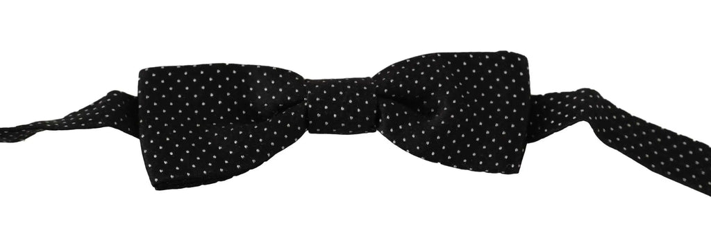 Dolce & gabbana noeud papillon homme noir en soie avec petits pois blancs et réglable