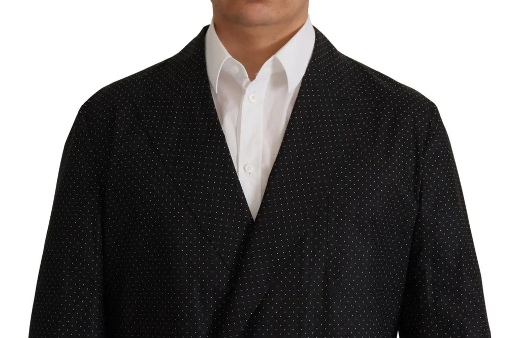 Blazer dolce & gabbana noir en coton avec petits pois blancs subtils pour un style élégant et moderne