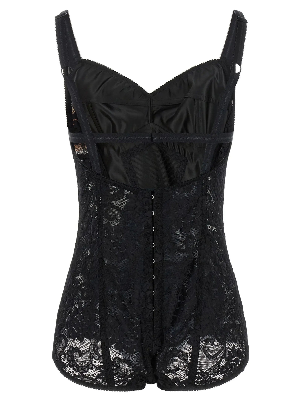 Corset noir en dentelle avec bretelles satinées et fermeture centrale à boutons dolce gabbana polyamide