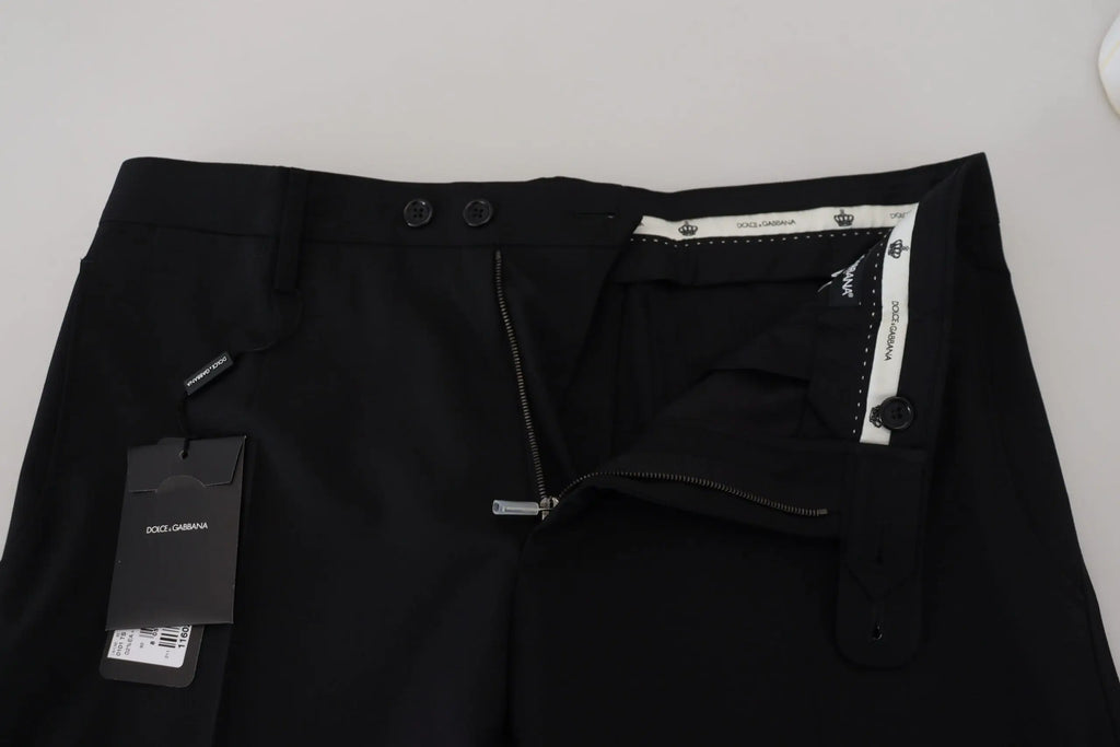 Pantalon chino homme dolce & gabbana noir en polyester avec coupe ajustée et détails de couture subtils
