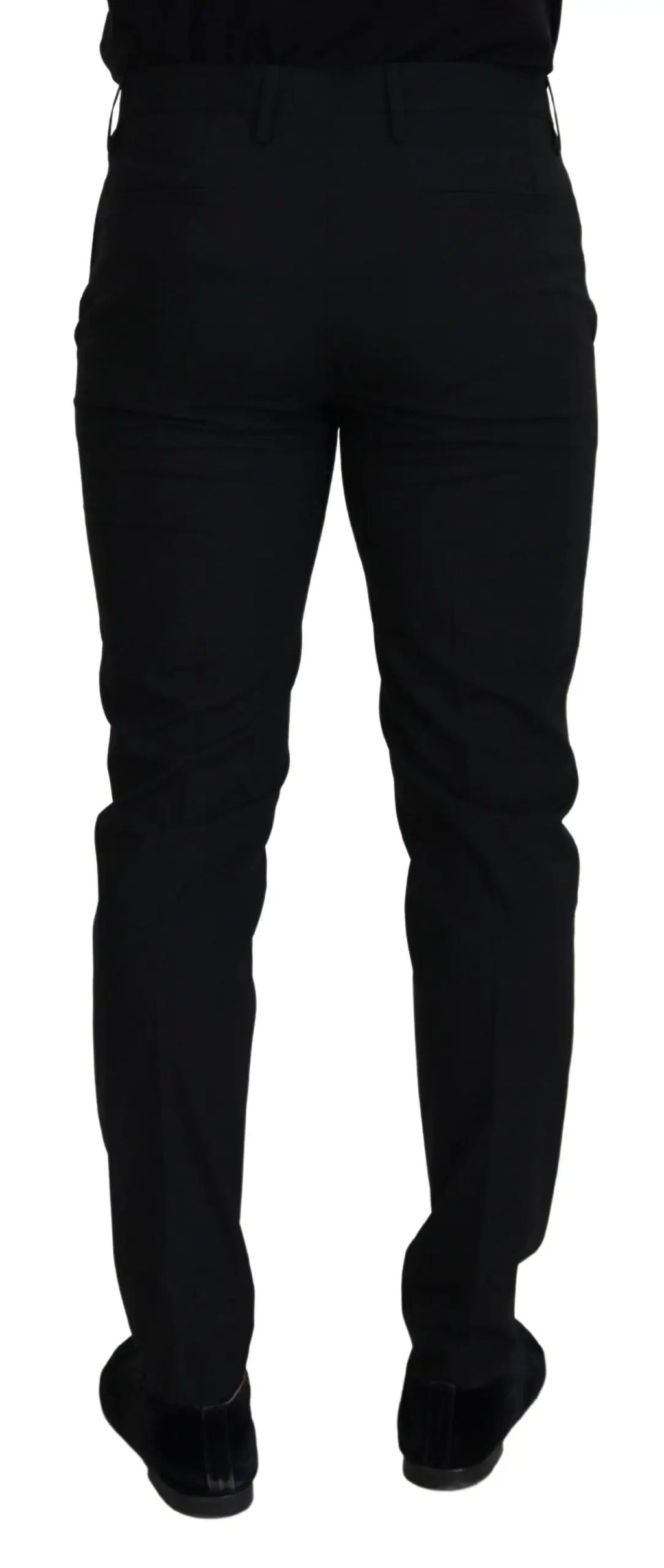 Pantalon chino formel noir en polyester dolce & gabbana avec coupe droite épurée et coutures discrètes