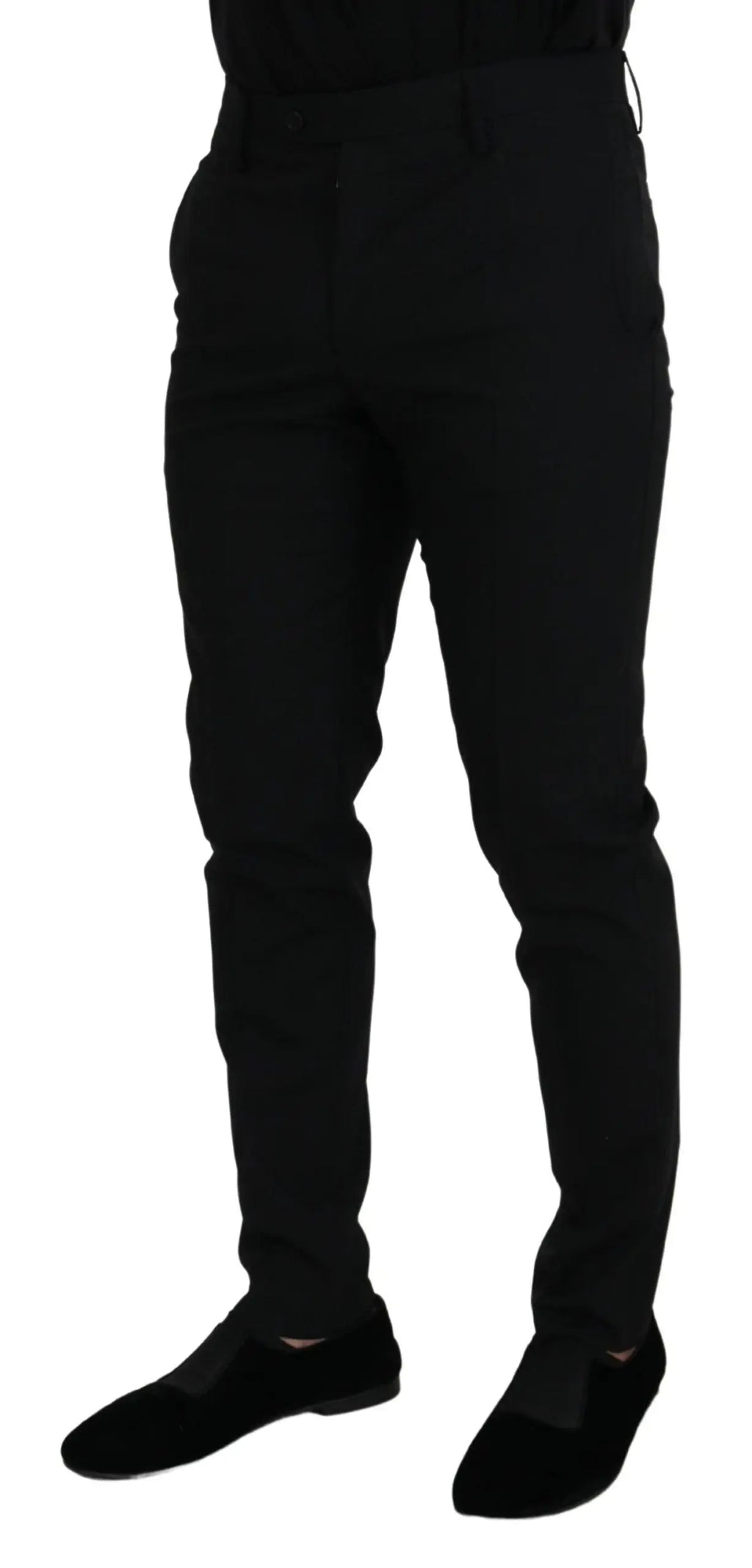 Pantalon chino formel noir dolce & gabbana en polyester slim avec design moderne et coutures discrètes