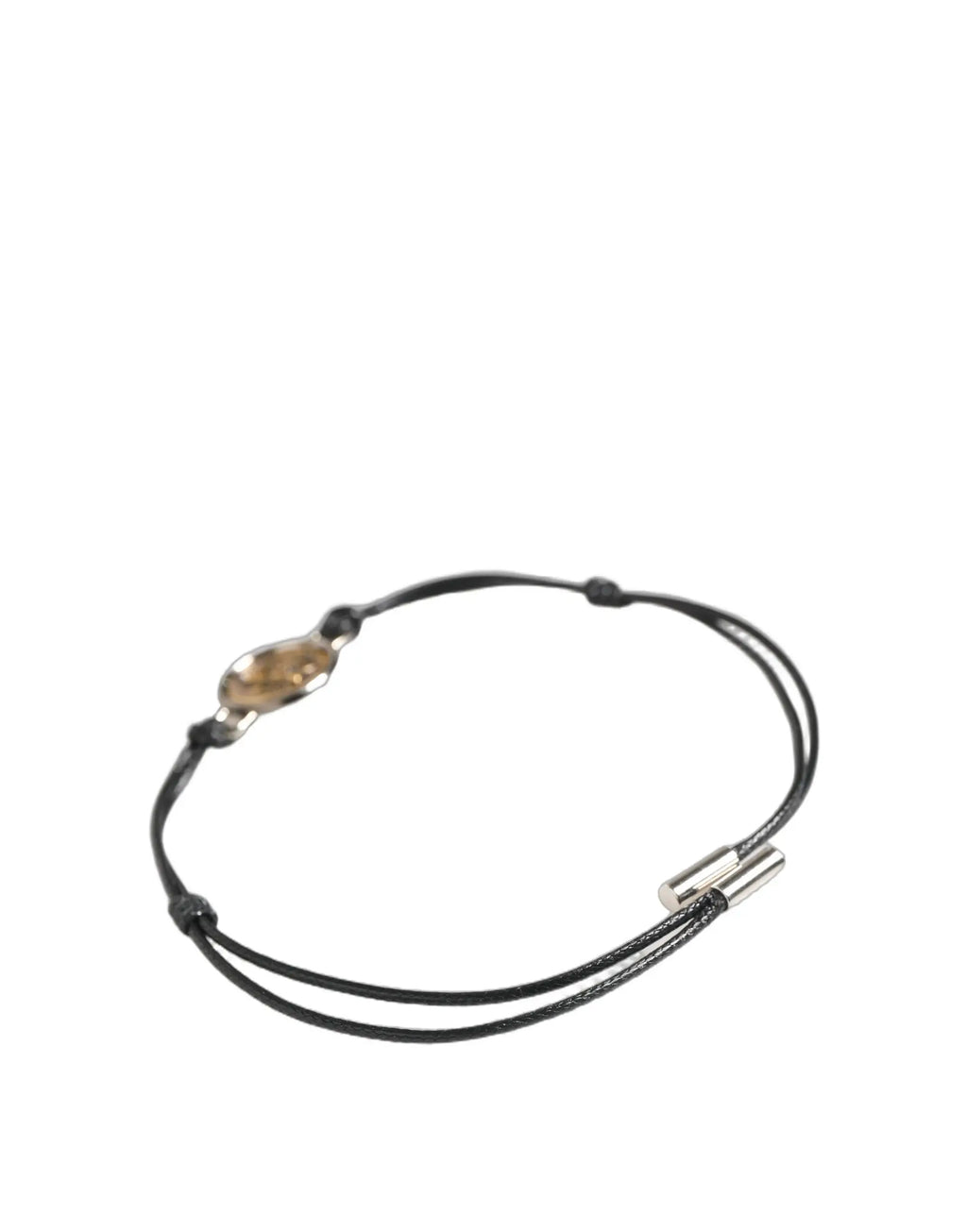 Bracelet dolce & gabbana en corde noire avec médaille ovale ton argent et fermoir métallique doré