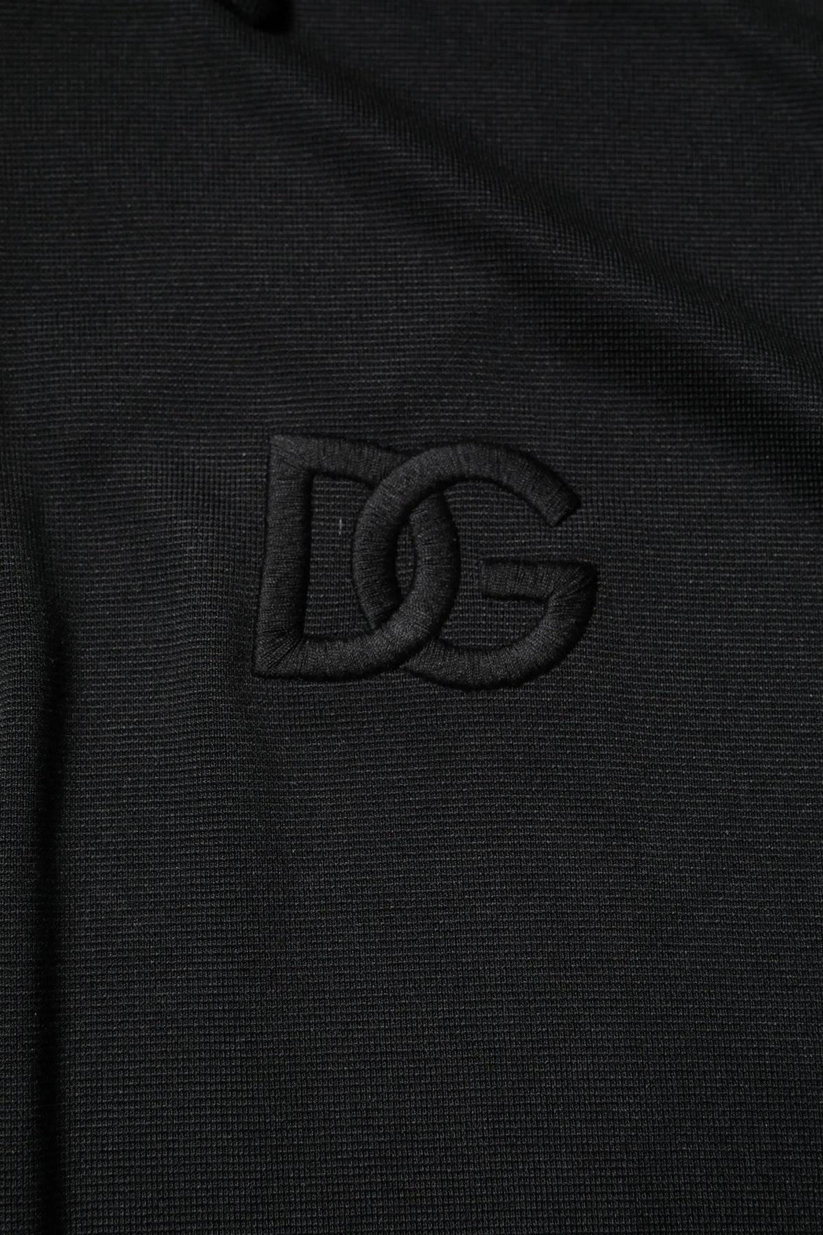 Dg logo noir brodé sur tissu texturé noir du polo col en polyester dolce & gabbana homme