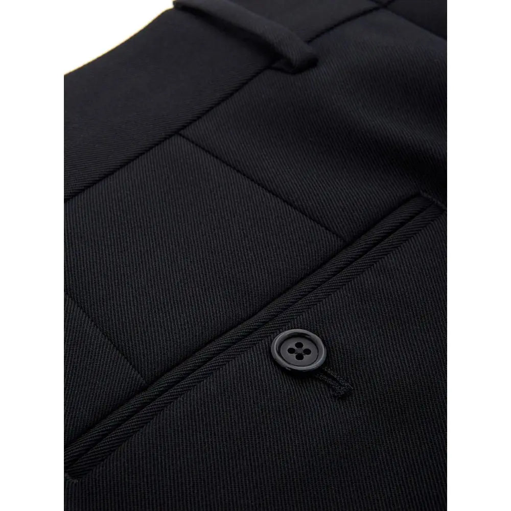 Pantalon habillé noir en polyester dolce gabbana avec fermeture à un bouton et coutures tailleur texturées en laine noire