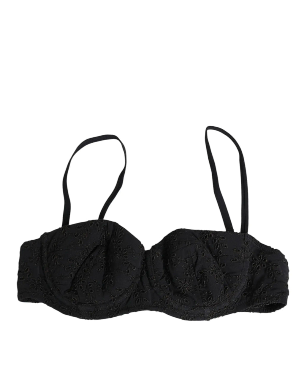 Dolce & Gabbana soutien-gorge noir en polyester avec broderie florale délicate et bretelles fines réglables
