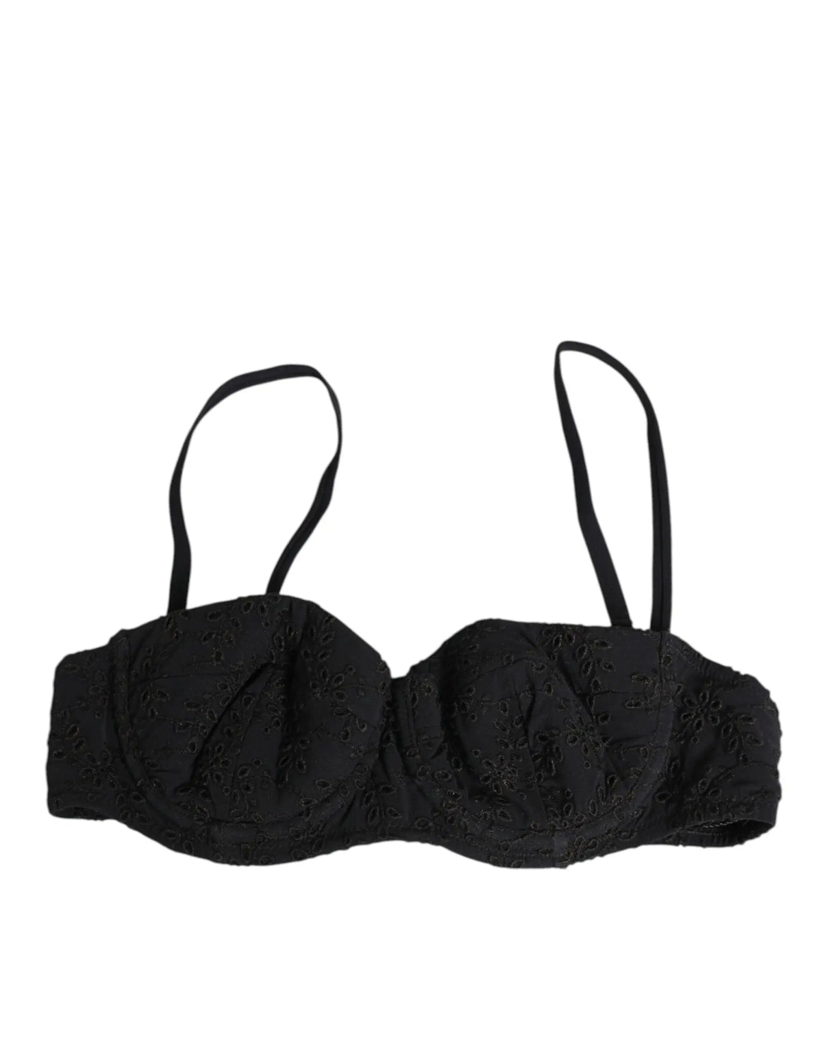 Dolce & Gabbana soutien-gorge noir en polyester avec broderie florale délicate et bretelles fines réglables
