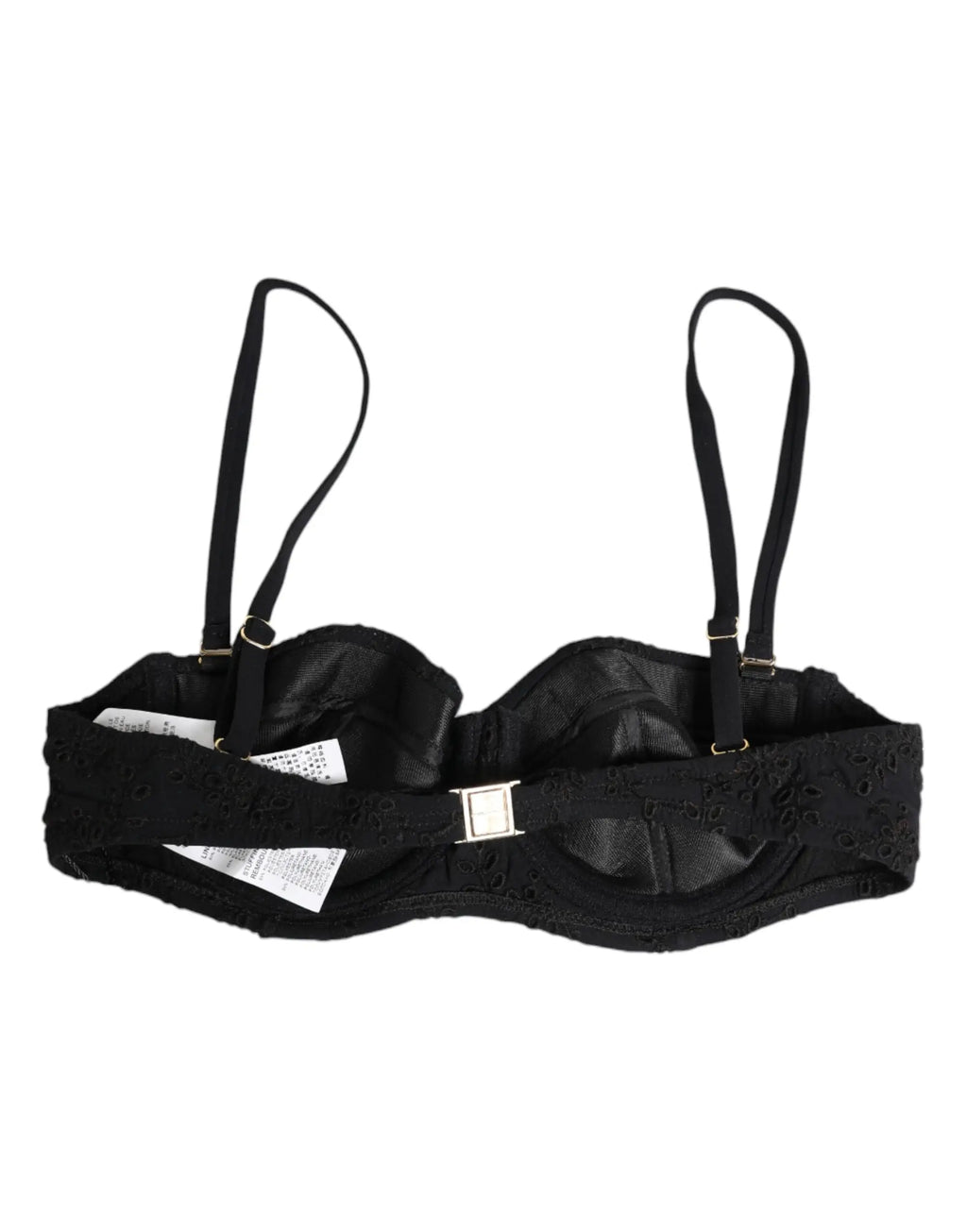 Soutien-gorge noir dolce & gabbana en polyester avec broderie, armatures, bretelles ajustables et fermoir argenté central