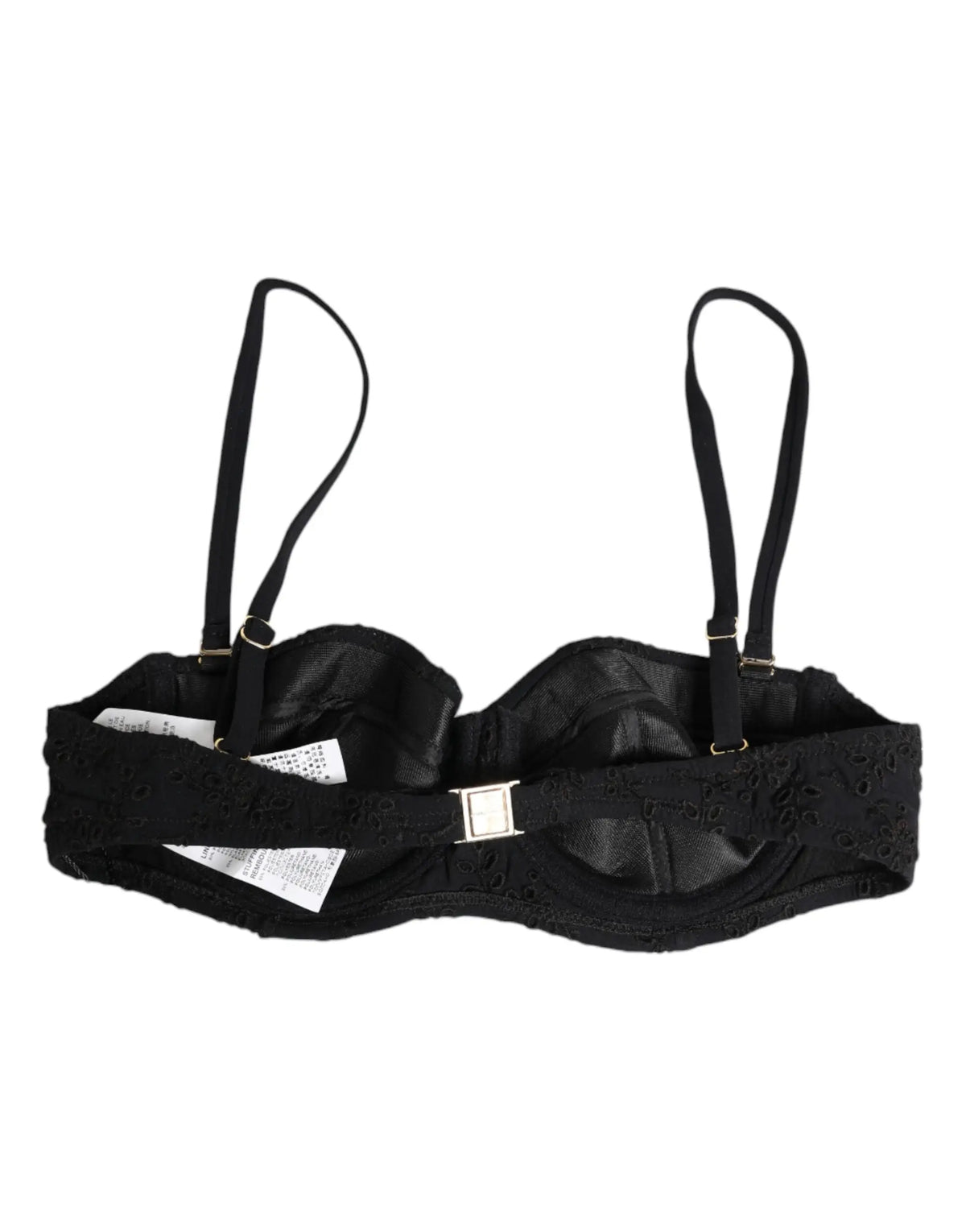 Soutien-gorge noir dolce & gabbana en polyester avec broderie, armatures, bretelles ajustables et fermoir argenté central