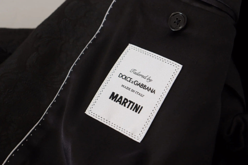 Veste noire dolce & gabbana x martini en polyester avec coutures blanches et étiquette de marque pour costume formel