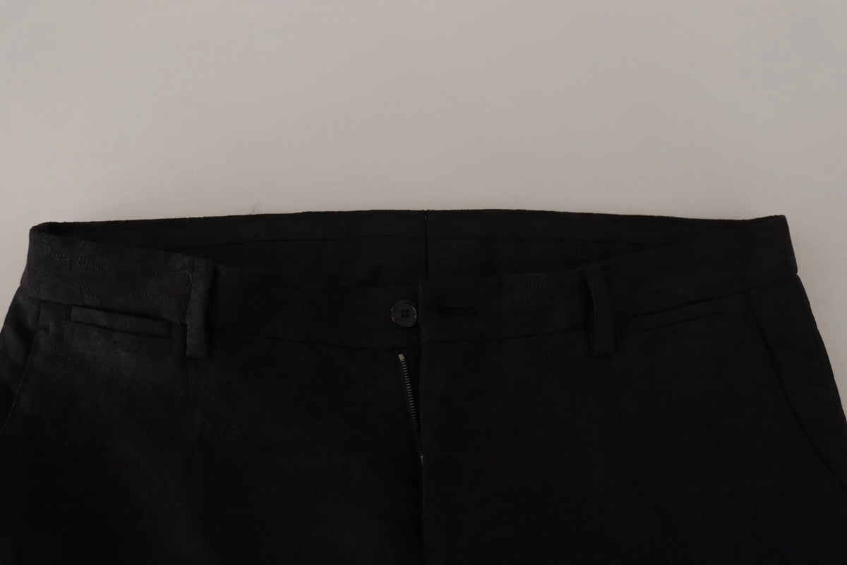 Pantalon noir dolce & gabbana en polyester à coupe ajustée avec détails de couture subtils pour costume formel martini