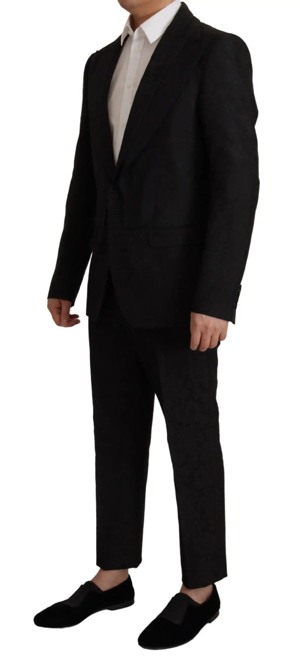 Costume formel noir en polyester dolce & gabbana 2 pièces avec veste simple boutonnage et mocassins en velours noir